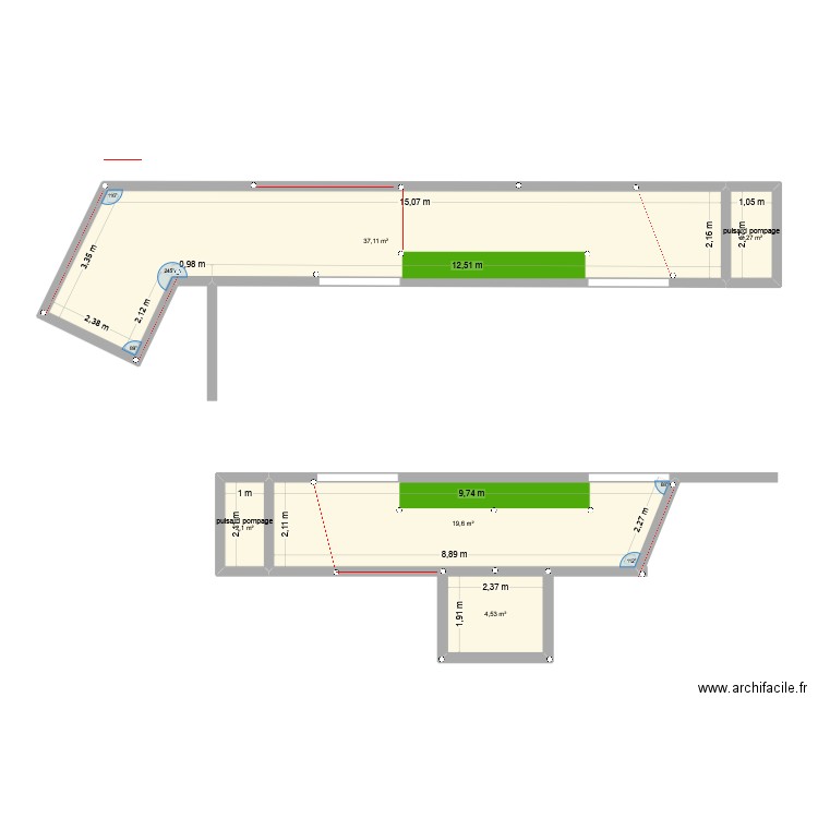 quai embarquement veaux de boucherie. Plan de 5 pièces et 66 m2