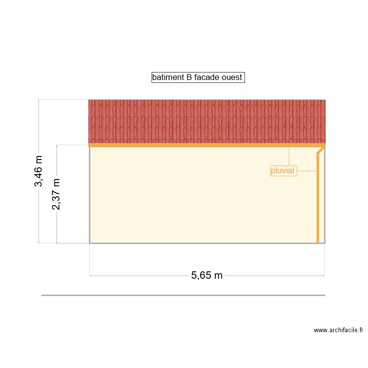 batiment B facade ouest. Plan de 1 pièce et 14 m2