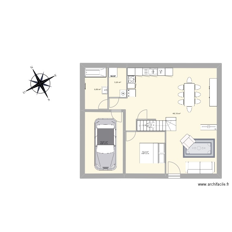 plan4. Plan de 6 pièces et 83 m2