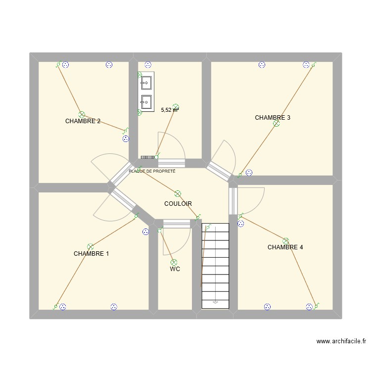 DAVEZAC F5. Plan de 7 pièces et 58 m2