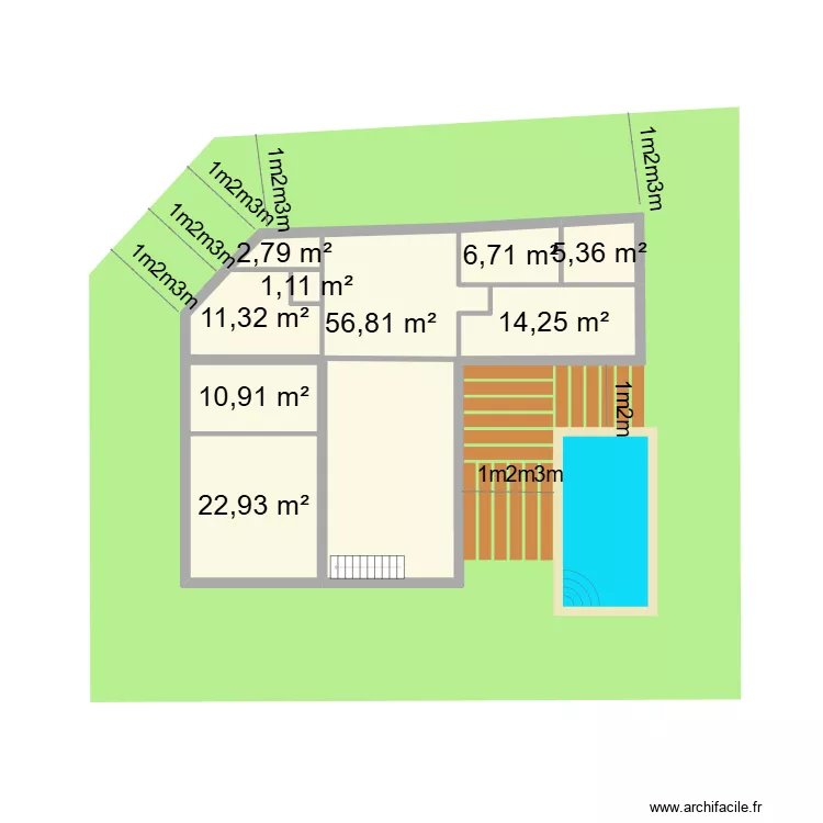maison limite pro.. Plan de 15  et 266 m²