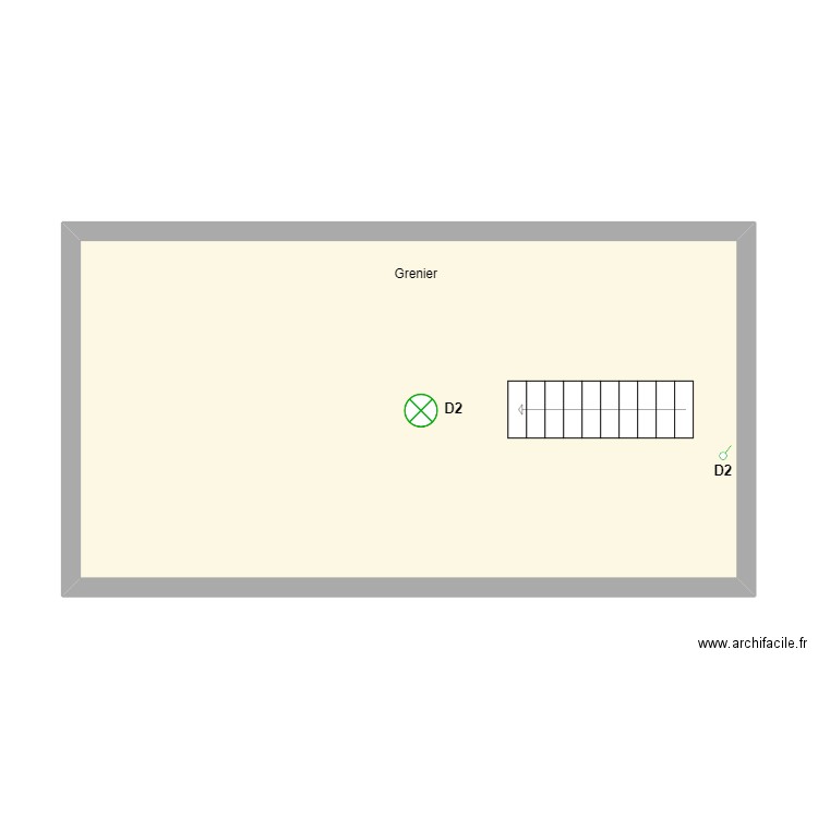 Dim Mons Grenier. Plan de 1 pièce et 44 m2