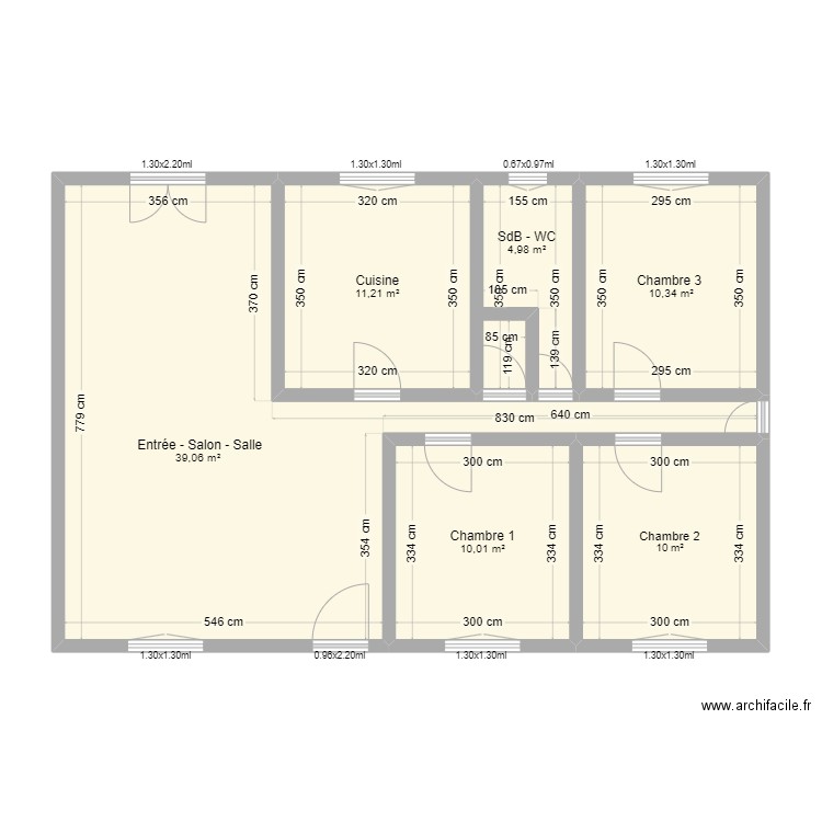 Heutte - Beuzeville. Plan de 6 pièces et 86 m2