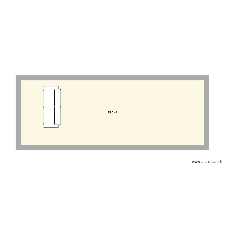 Salon pigeon. Plan de 1 pièce et 36 m2