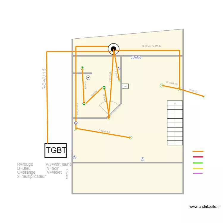 Marie jerome circuit eclairage &eacute;tage 2. Plan de 