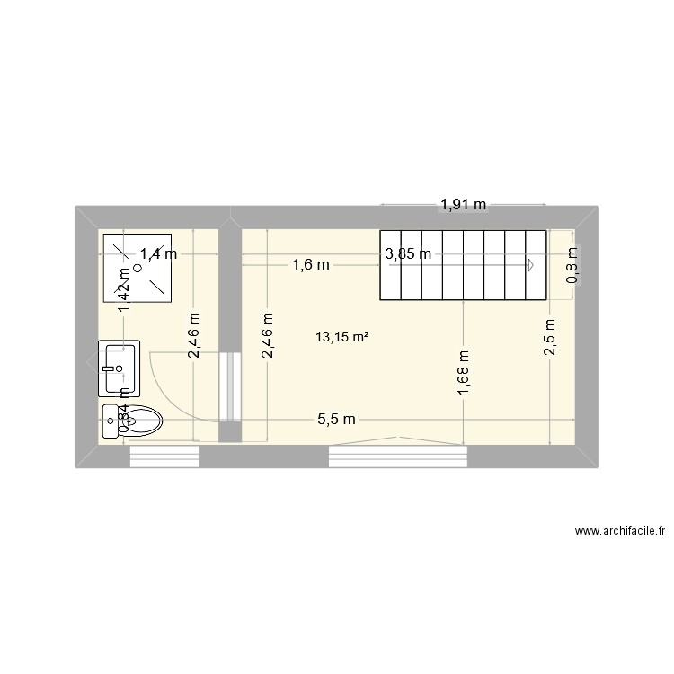 annexe. Plan de 1 pièce et 13 m2
