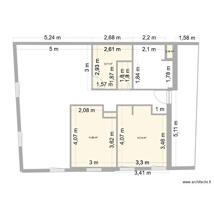 2ème. Plan de 5 pièces et 32 m2
