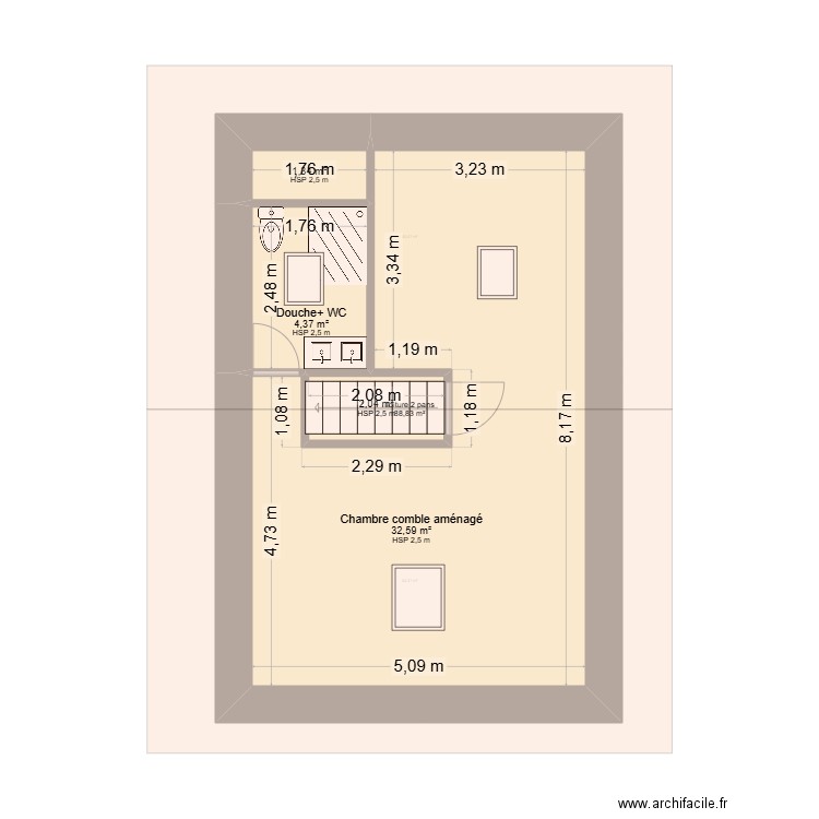 Maison Bouligny RDC. Plan de 4 pièces et 40 m2