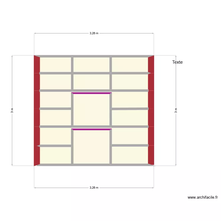 Dressing chambre. Plan de 14  et 8 m²