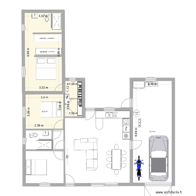 maison Aurélie 3. Plan de 4 pièces et 70 m2