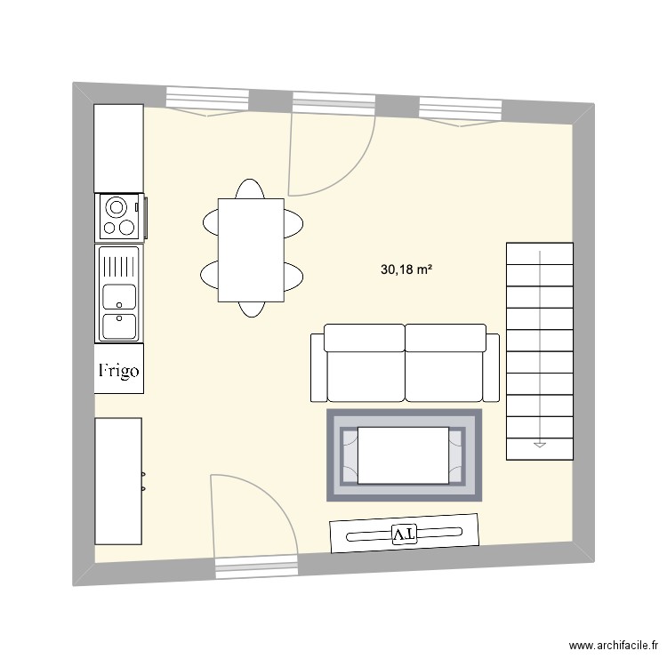 RDC - APPARTEMENT 3. Plan de 1 pièce et 30 m2