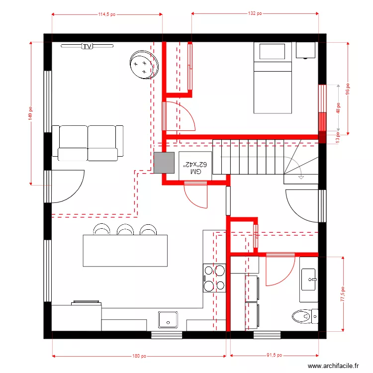 Lavoie rdch1. Plan de 2  et 54 m²