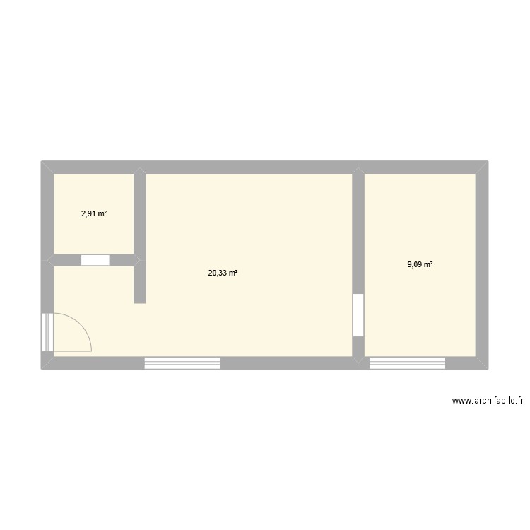 appa. Plan de 3 pièces et 32 m2