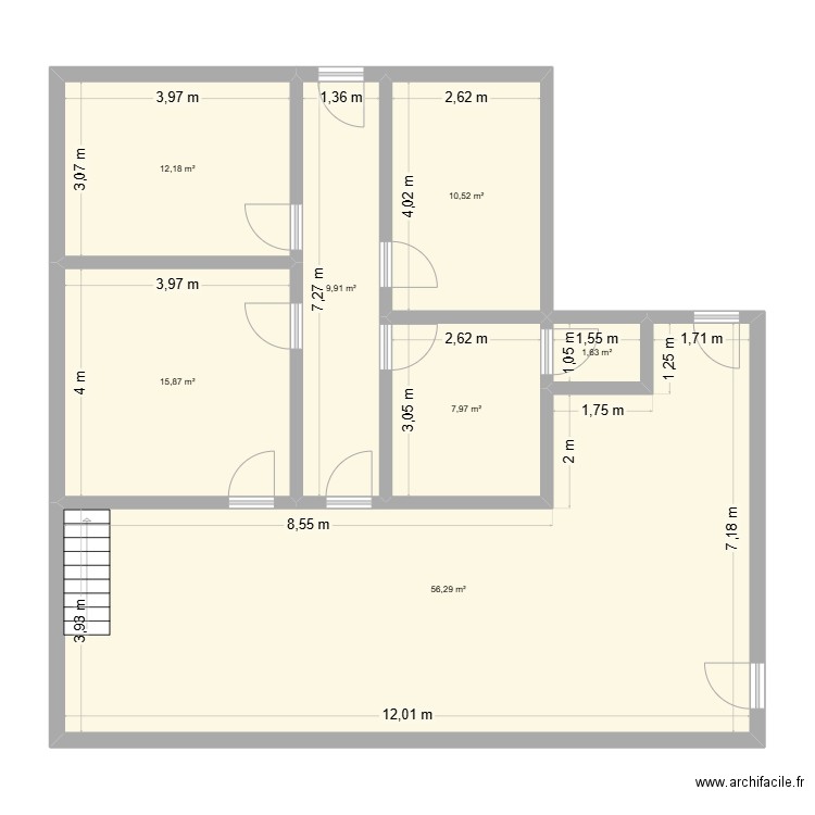 Maison Lescarran 1. Plan de 7 pièces et 114 m2