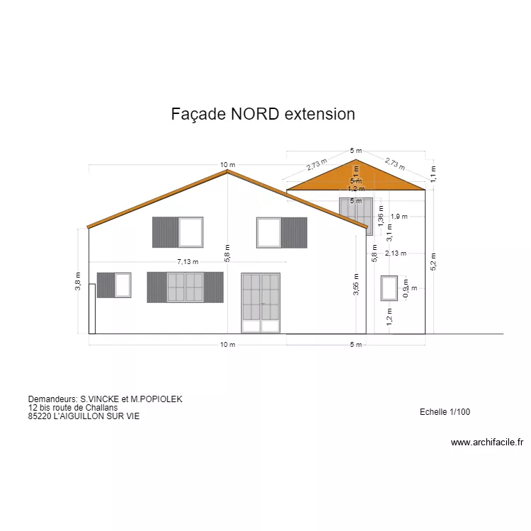 Fa&ccedil;ade NORD. Plan de 