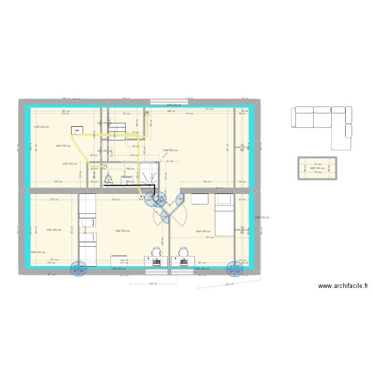 grenier V4. Plan de 19 pièces et 75 m2