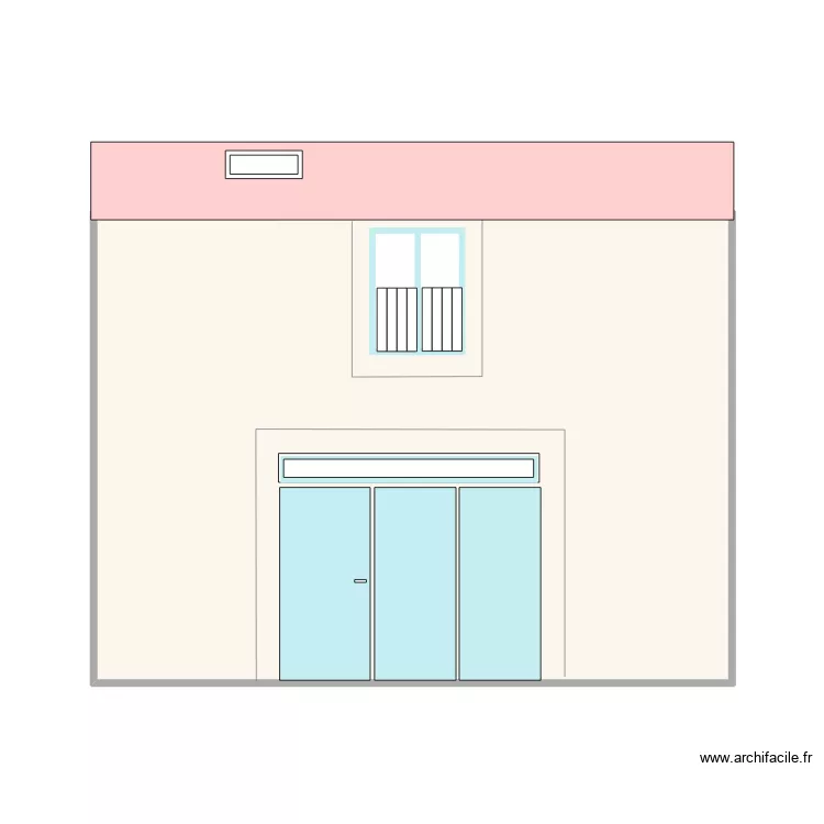 Façade une fenêtre avec garde corps. Plan de 1 et 36 m² Façade une fenêtre avec garde corps. Plan de 1 et 36 m²