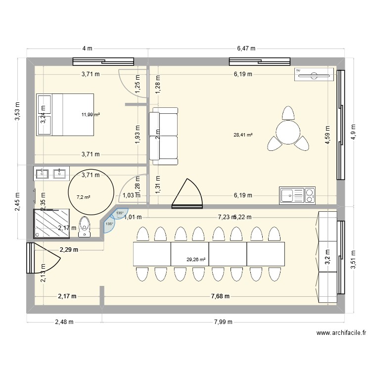 FORGE. Plan de 4 pièces et 77 m2