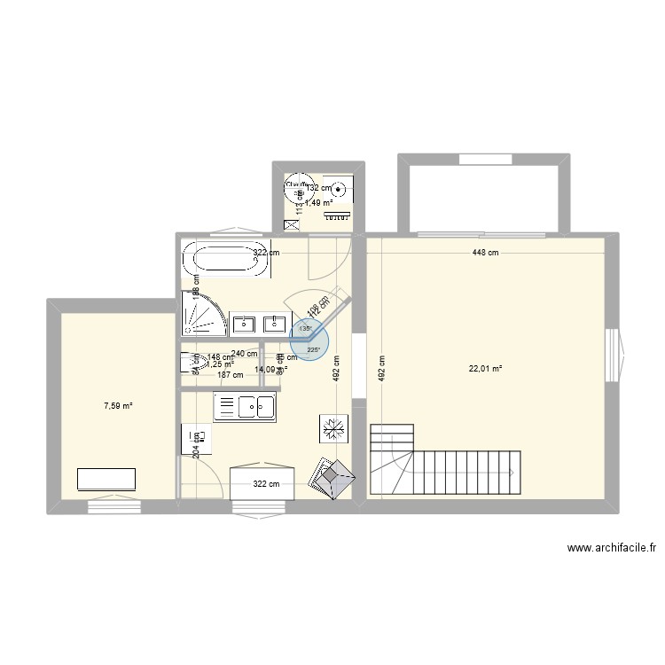 michelle. Plan de 5 pièces et 46 m2