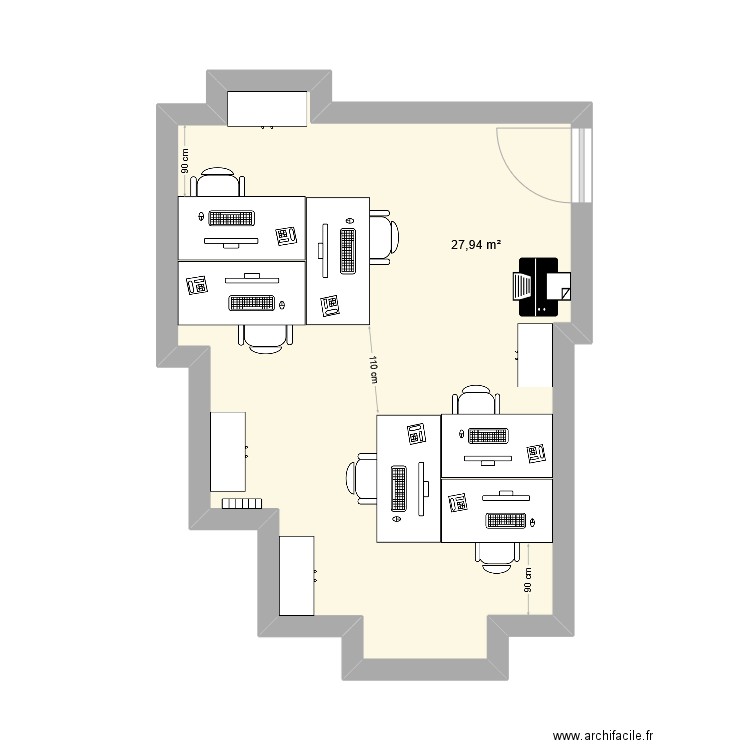 bureau MNM. Plan de 1 pièce et 28 m2