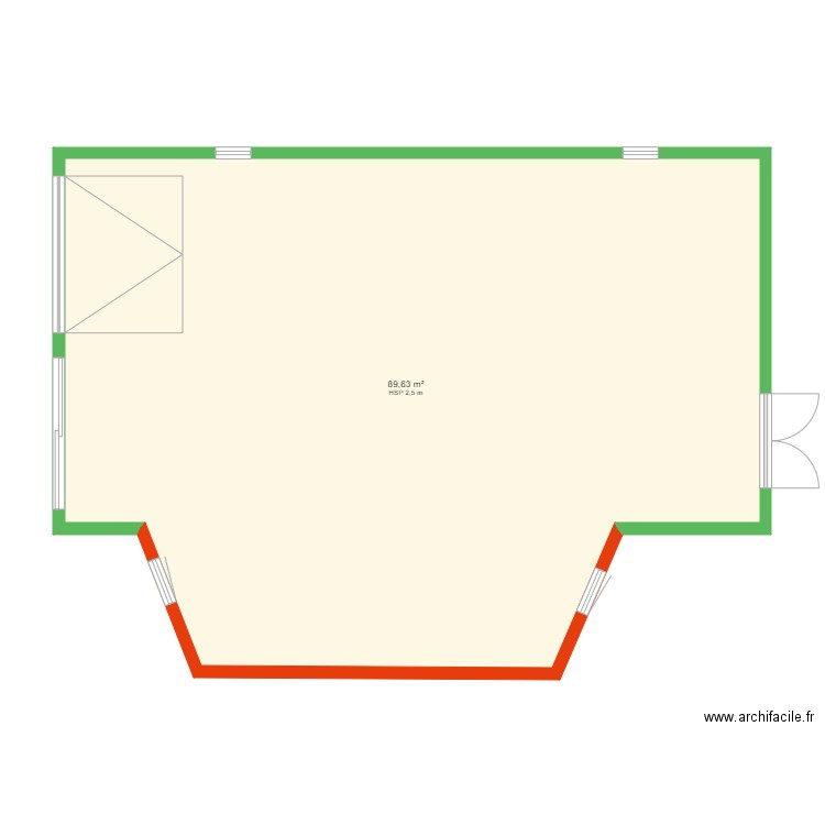 garage implantation. Plan de 1 pièce et 90 m2