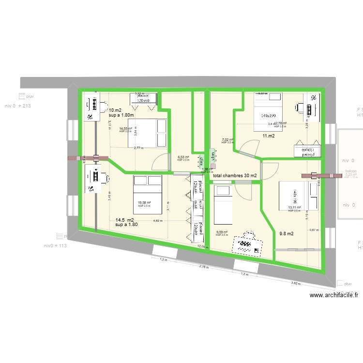 grange etage 2. Plan de 71 pièces et 1080 m2