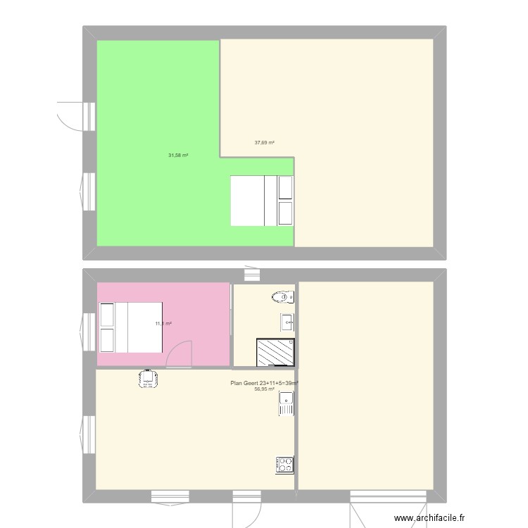 Plan geert. Plan de 4 pièces et 181 m2