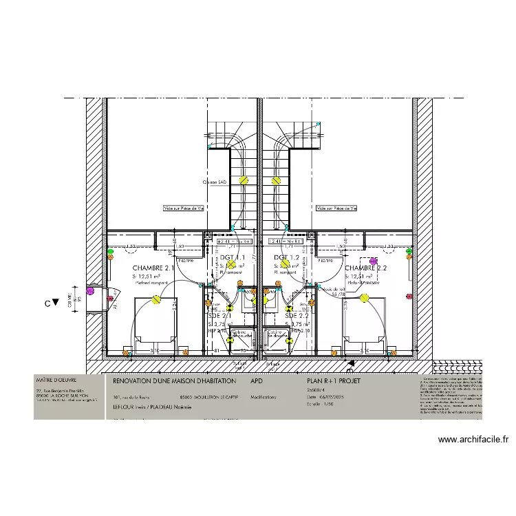 LEFLOUR LOG 1 ET 2 ETAGE ELECTRICITE. Plan de LEFLOUR LOG 1 ET 2 ETAGE ELECTRICITE. Plan de