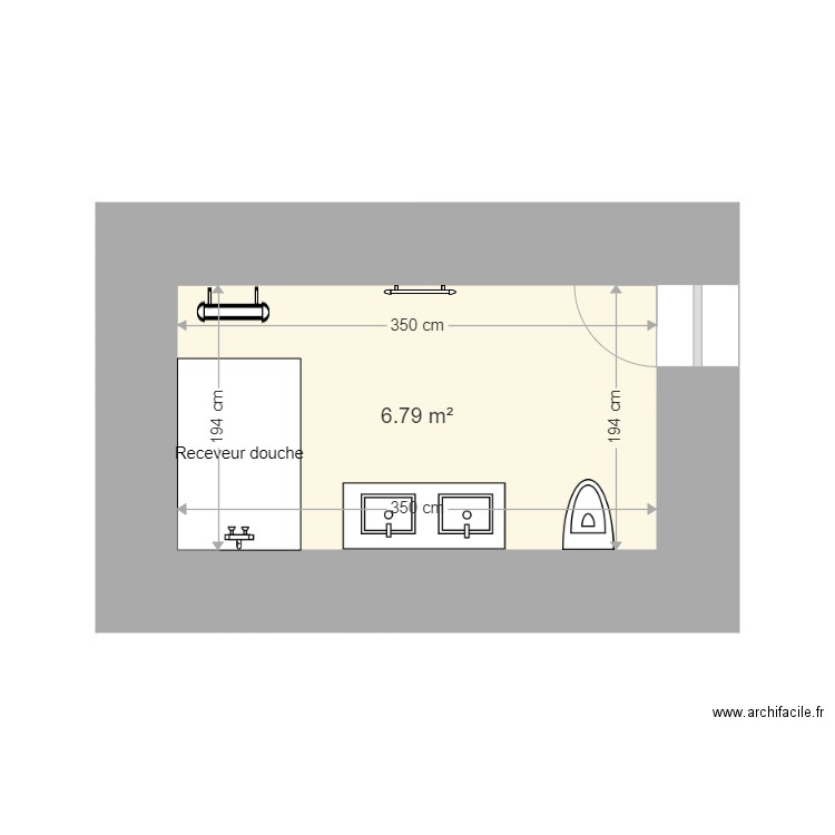 salle de bain. Plan de 1 pièce et 7 m2