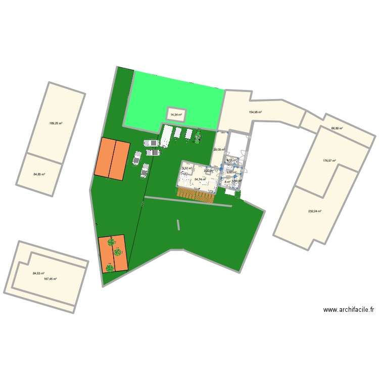 terrain l'etoile 2. Plan de 49 pièces et 3910 m2