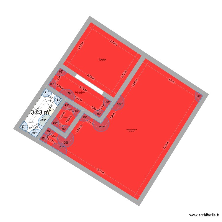 n2 projet. Plan de 5 pièces et 59 m2