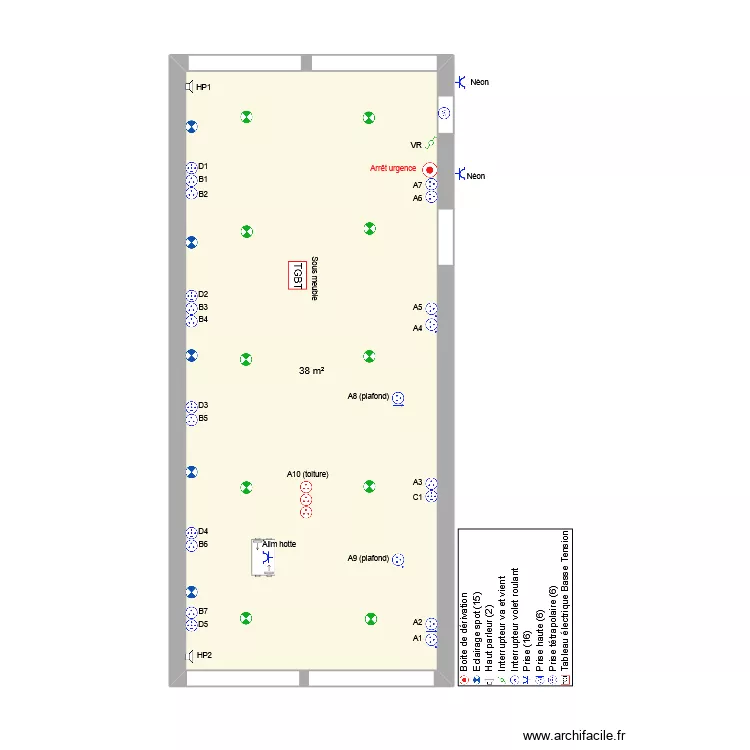TARNOS. Plan de 1 pièce et 38 m²