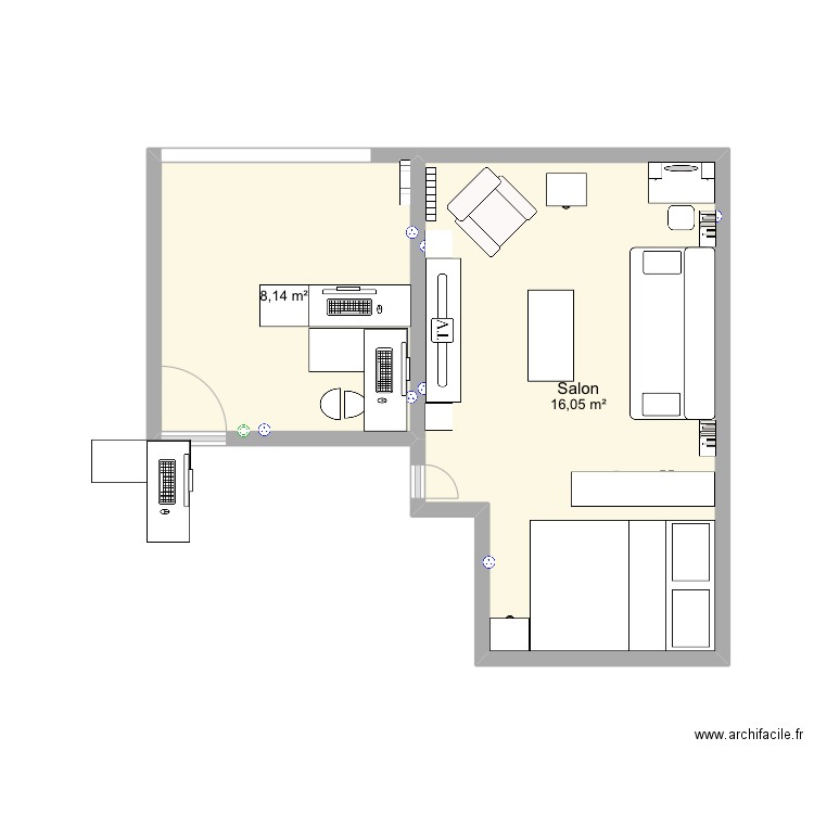 Montpellier avec atelier,bis. Plan de 2 pièces et 24 m2