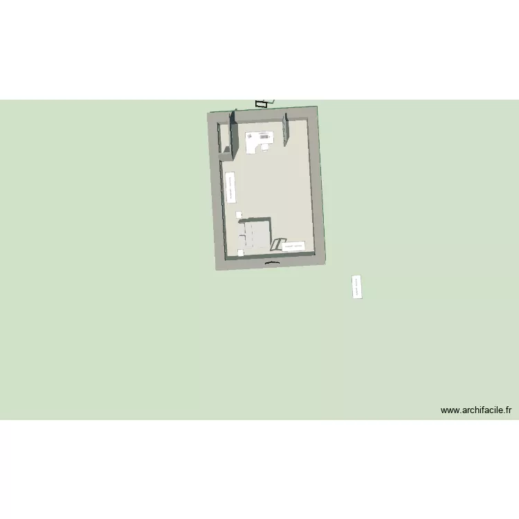 chambre. Plan de 1 Pièce et 48 m²
