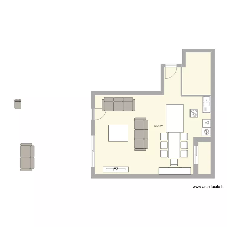 Turballe. Plan de 1  et 52 m²
