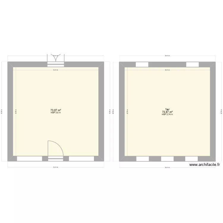 testrdcet1er. Plan de 2  et 148 m²