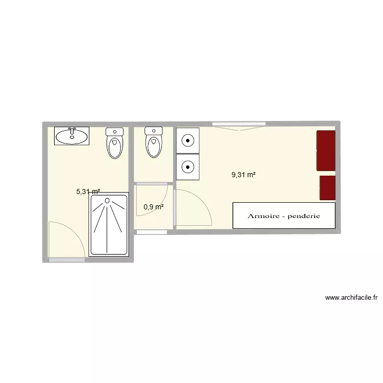 salle de bain chantal 2. Plan de 