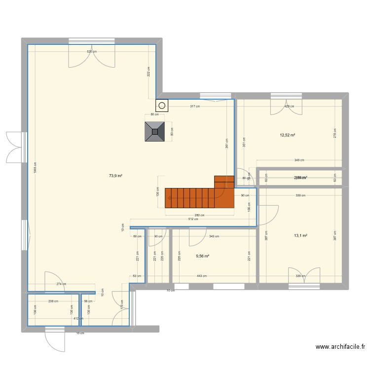 Gif3. Plan de 5 pièces et 111 m2