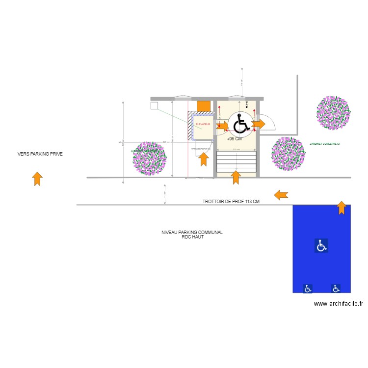 SCI PASTEUR ACCES PROJET ELEVATEUR  19042024. Plan de 2 pièces et 11 m2