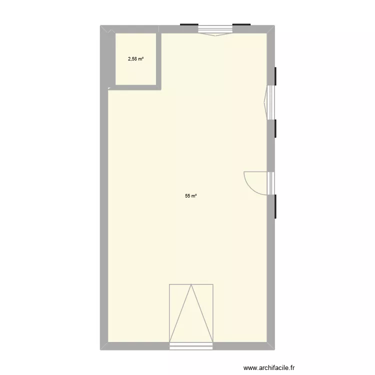 Rdc grange. Plan de 6  et 53 m²