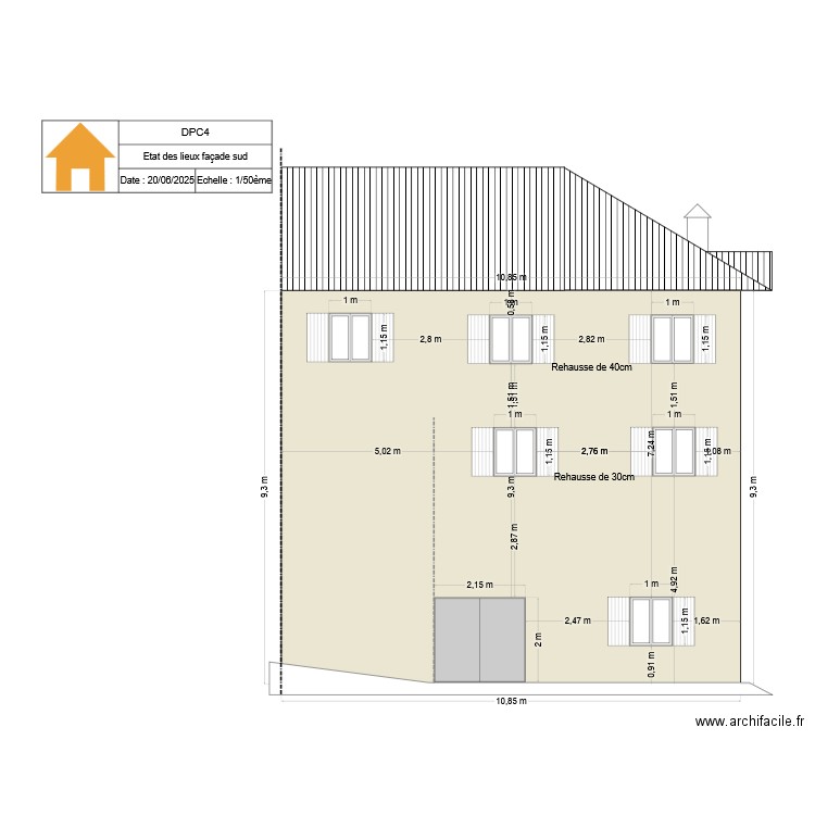 Plan façade sud - PROJET. Plan de 0 pièce et 0 m2