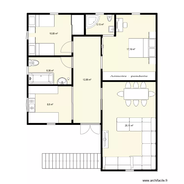 plan de akrem v1. Plan de 7  et 84 m²