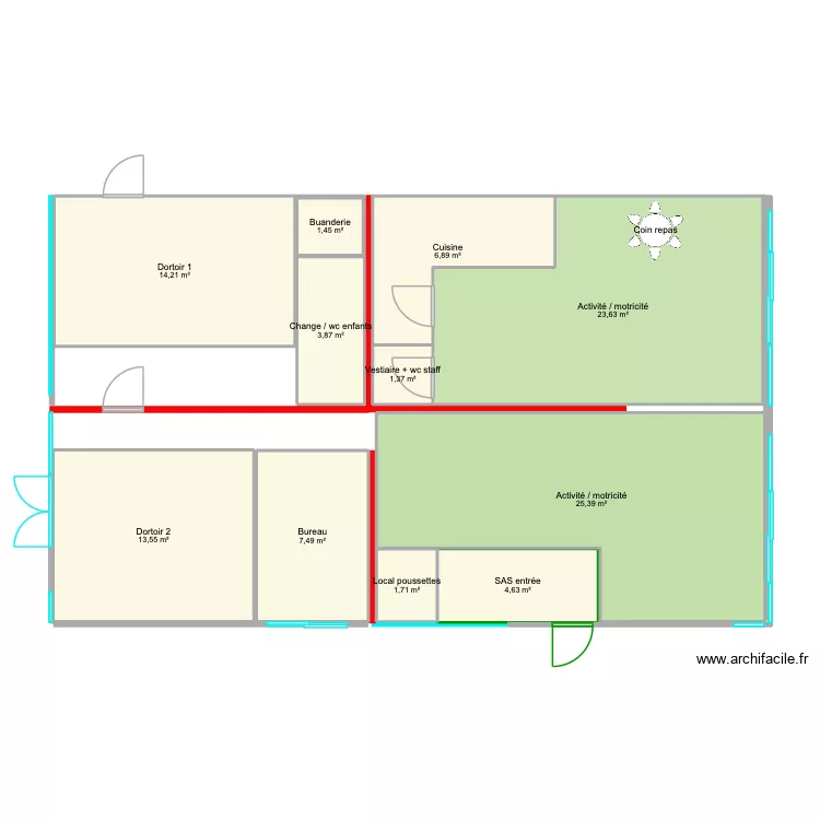 Plan pr&eacute;visionnel. Plan de 11  et 104 m²
