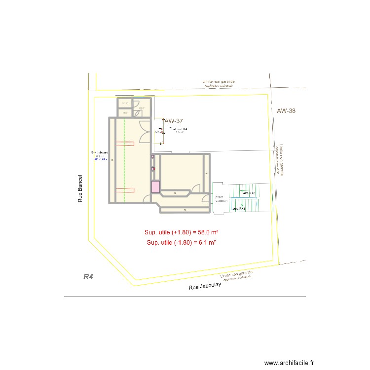 Projet 4ème étage - Vierge. Plan de 11 pièces et 65 m2