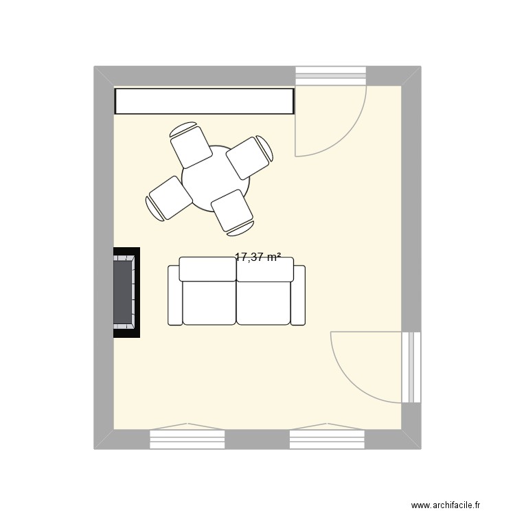 Appart. Plan de 1 pièce et 17 m2