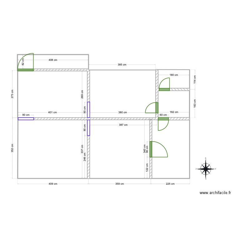 hassan 3. Plan de 4 pièces et 38 m2