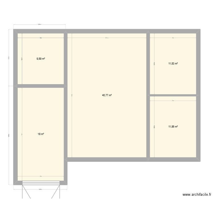 Projet. Plan de 5 pièces et 92 m2
