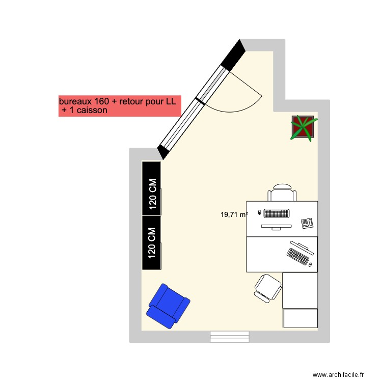 laura nadia. Plan de 1 pièce et 20 m2