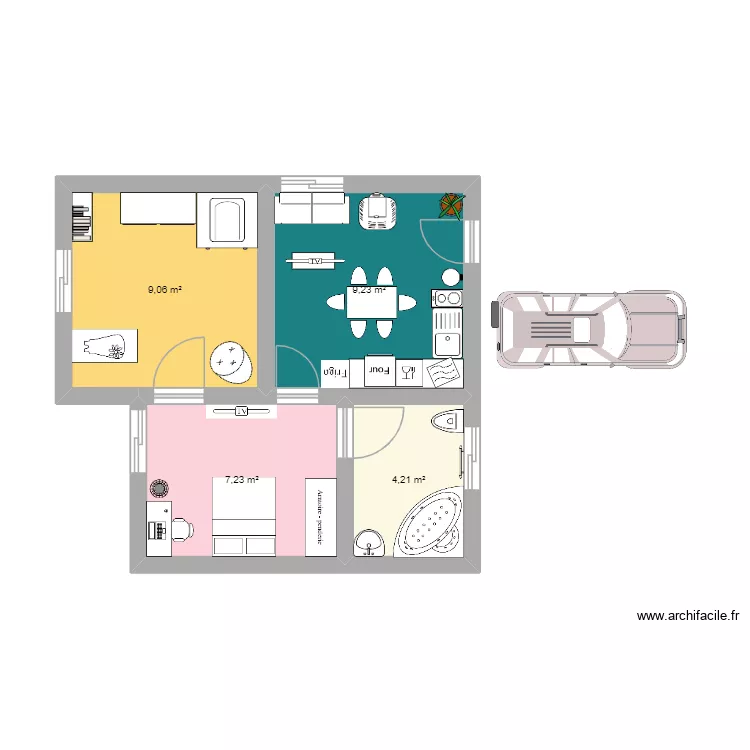 Maison N&deg;1. Plan de 4  et 30 m²