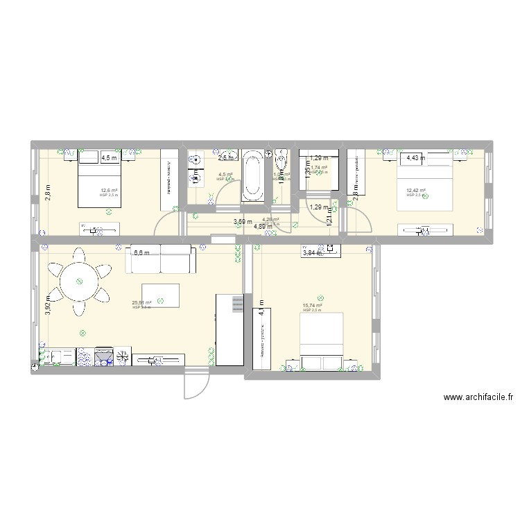 Apt Metz RDC Plan B. Plan de 8 pièces et 78 m2